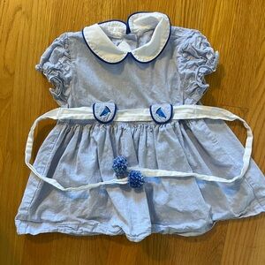 bella bliss Blue and White Puff Sleeve Dress